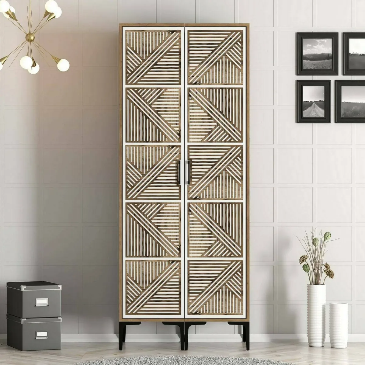 Guardaroba 2 Ante|Camera Da Letto > Dmora Guardaroba 2 ante noce e bianco 80x200h cm - Acate Bianco, Marrone Noce