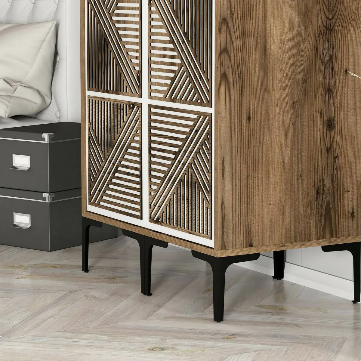 Guardaroba 2 Ante|Camera Da Letto > Dmora Guardaroba 2 ante noce e bianco 80x200h cm - Acate Bianco, Marrone Noce