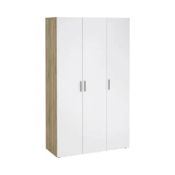 Guardaroba 3 Ante > Dmora Guardaroba 3 ante quercia e bianco lucido 118x200h cm - Albacore Bianco Lucido, Marrone Quercia