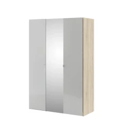 Guardaroba 3 ante quercia e bianco lucido 147x218h cm - Megi