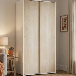 Camera Da Letto > Dmora Guardaroba 2 ante rovere e bianco 90x195h cm - Alaysia Bianco, Marrone Rovere