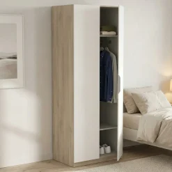 Guardaroba 2 ante rovere e bianco opaco 79x203h cm - Fioretta