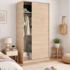 Camera Da Letto > Dmora Guardaroba 2 ante rovere 120x204h cm - Alyson Marrone Rovere