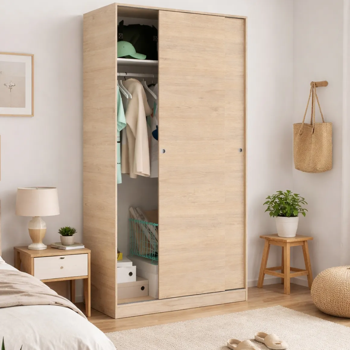 Camera Da Letto > Dmora Guardaroba 2 ante rovere 120x204h cm - Alyson Marrone Rovere