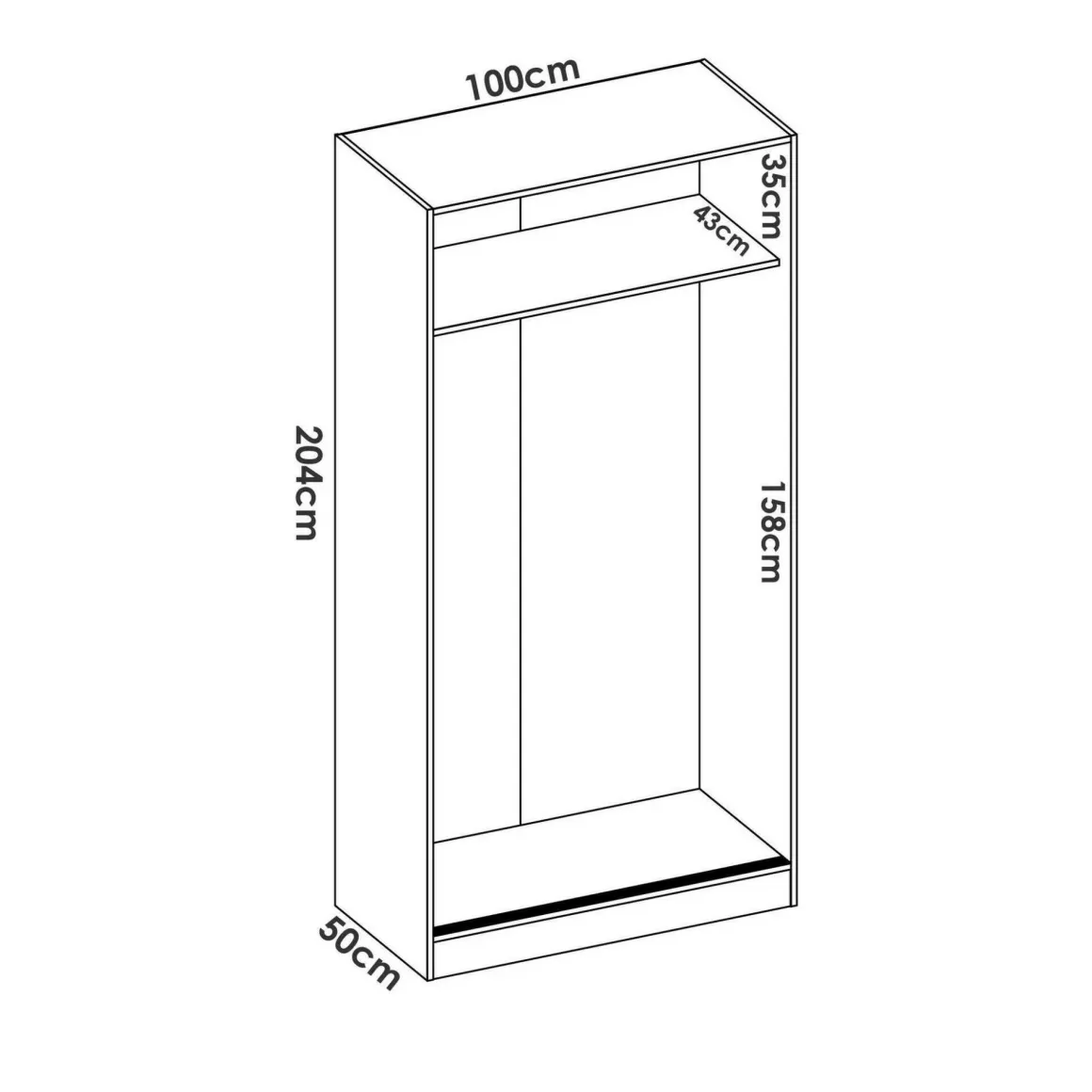 Camera Da Letto > Dmora Guardaroba 2 ante rovere 120x204h cm - Alyson Marrone Rovere