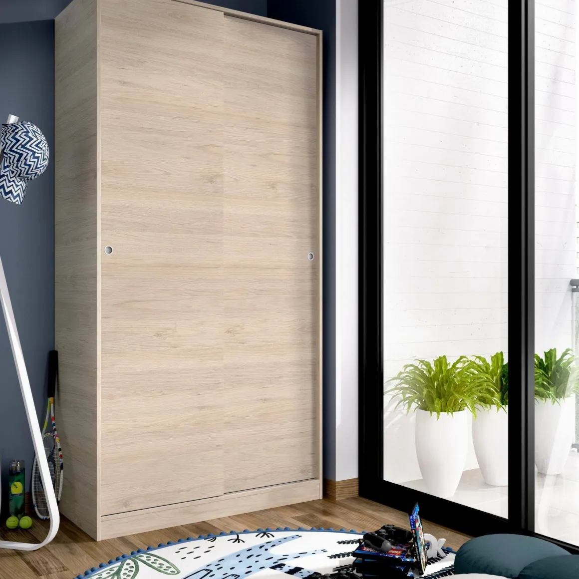 Camera Da Letto > Dmora Guardaroba 2 ante rovere 120x204h cm - Alyson Marrone Rovere