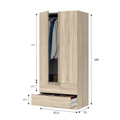 Guardaroba 2 ante rovere 81x180h cm - Appadu