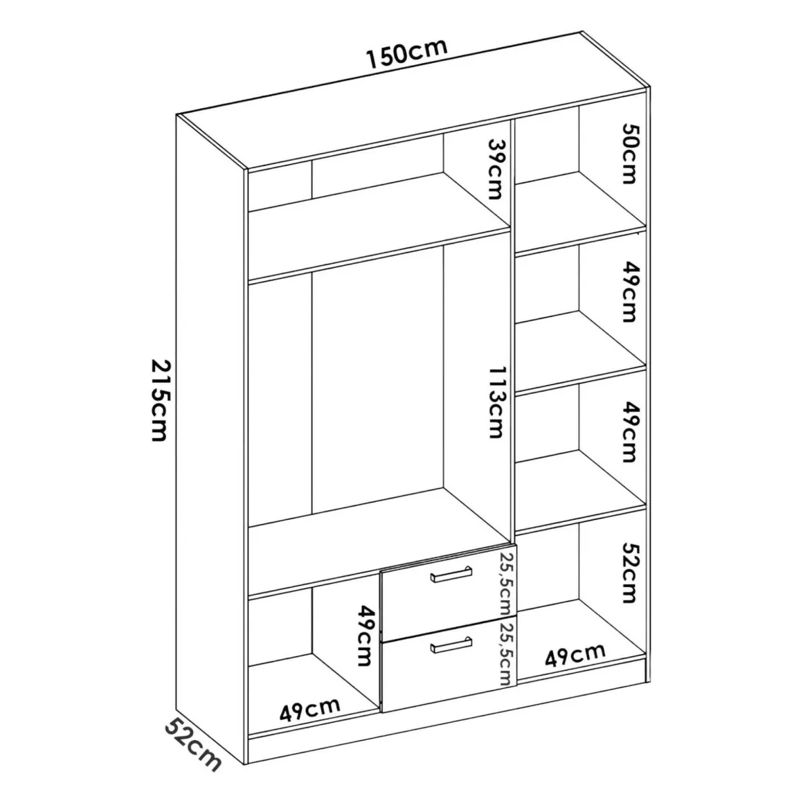 Guardaroba 3 ante rovere 150x215h cm - Ales