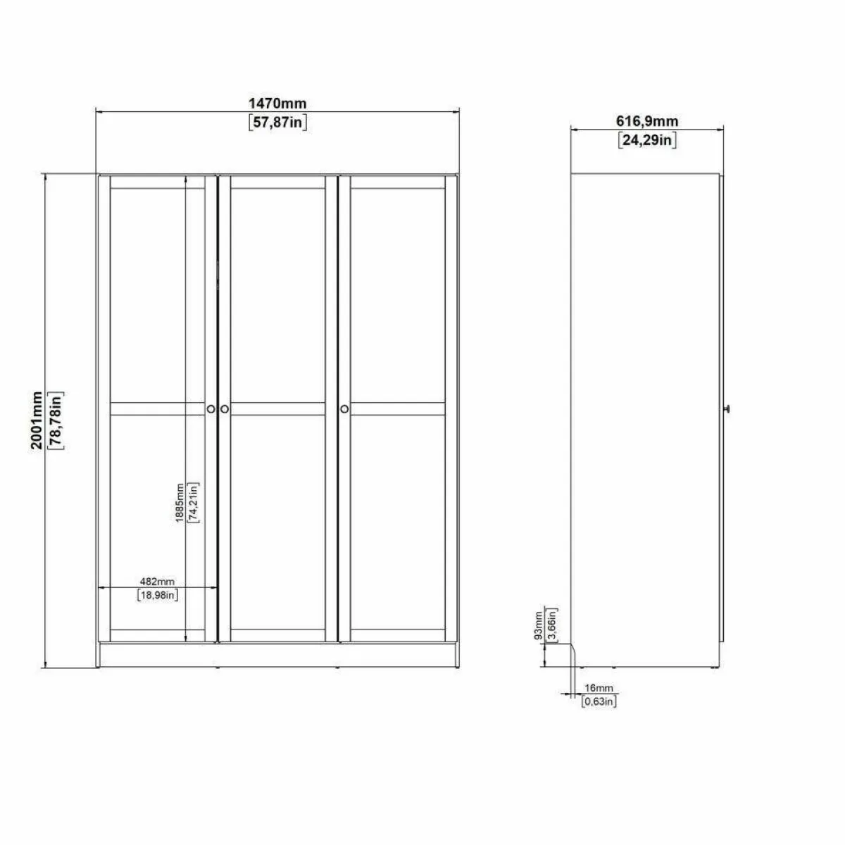 Guardaroba 3 Ante > Dmora Guardaroba 3 ante rovere 147x200h cm - Gener Marrone Rovere