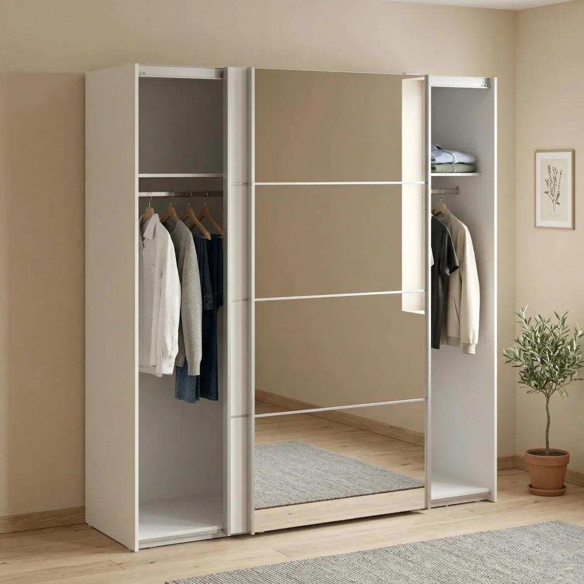 Guardaroba 2 Ante > Dmora Guardaroba ante scorrevoli 182x220h cm - Badesse Bianco Lucido