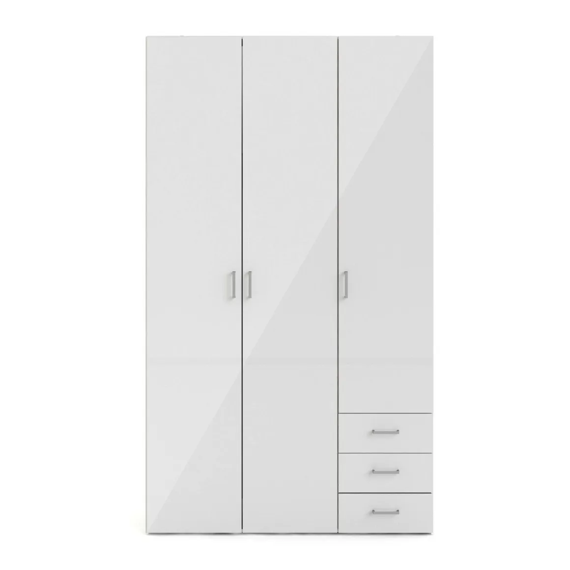 Guardaroba 3 ante Suzette, Mobile camera da letto, Cabina armadio portabiti, Armadio appendiabiti, 116x50 h200 cm, Bianco