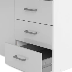 Guardaroba 3 ante Suzette, Mobile camera da letto, Cabina armadio portabiti, Armadio appendiabiti, 116x50 h200 cm, Bianco