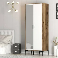 Guardaroba classico noce e bianco 80x200h cm - Anfo