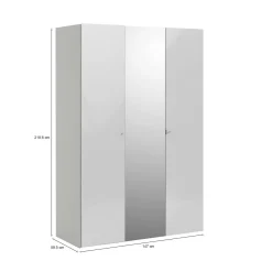 Guardaroba con anta specchio bianco lucido 147x218h cm - Megi
