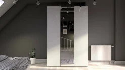 Guardaroba con anta specchio bianco lucido 147x218h cm - Megi