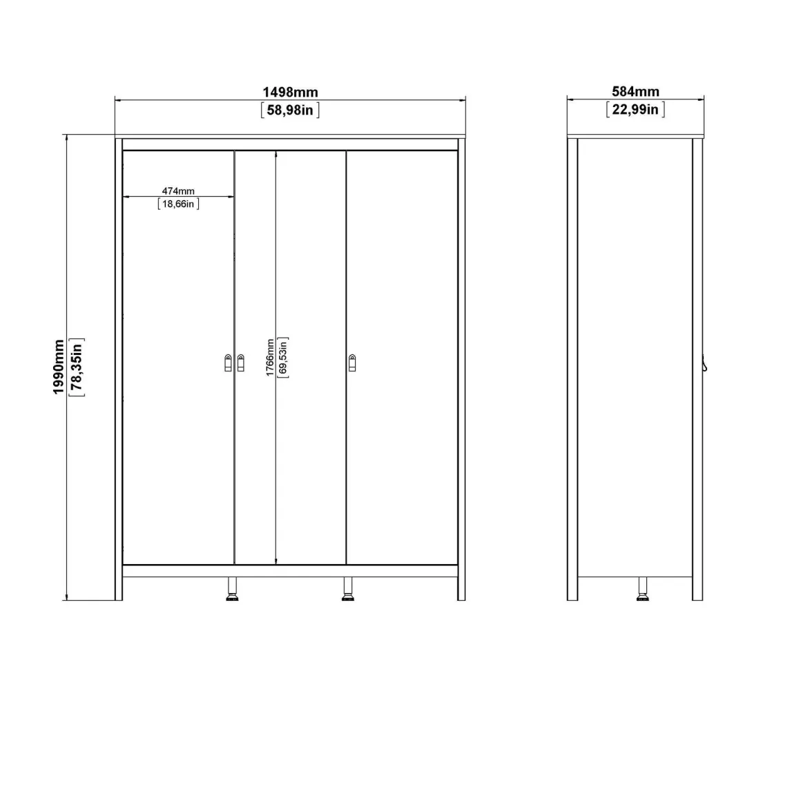 Altri Guardaroba > Dmora Guardaroba con appendiabiti 178x220h cm - Hagupit Bianco