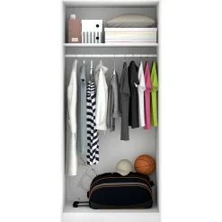 Guardaroba 2 Ante|Camera Da Letto > Dmora Guardaroba con appendiabiti 81x184h cm - Artu Bianco
