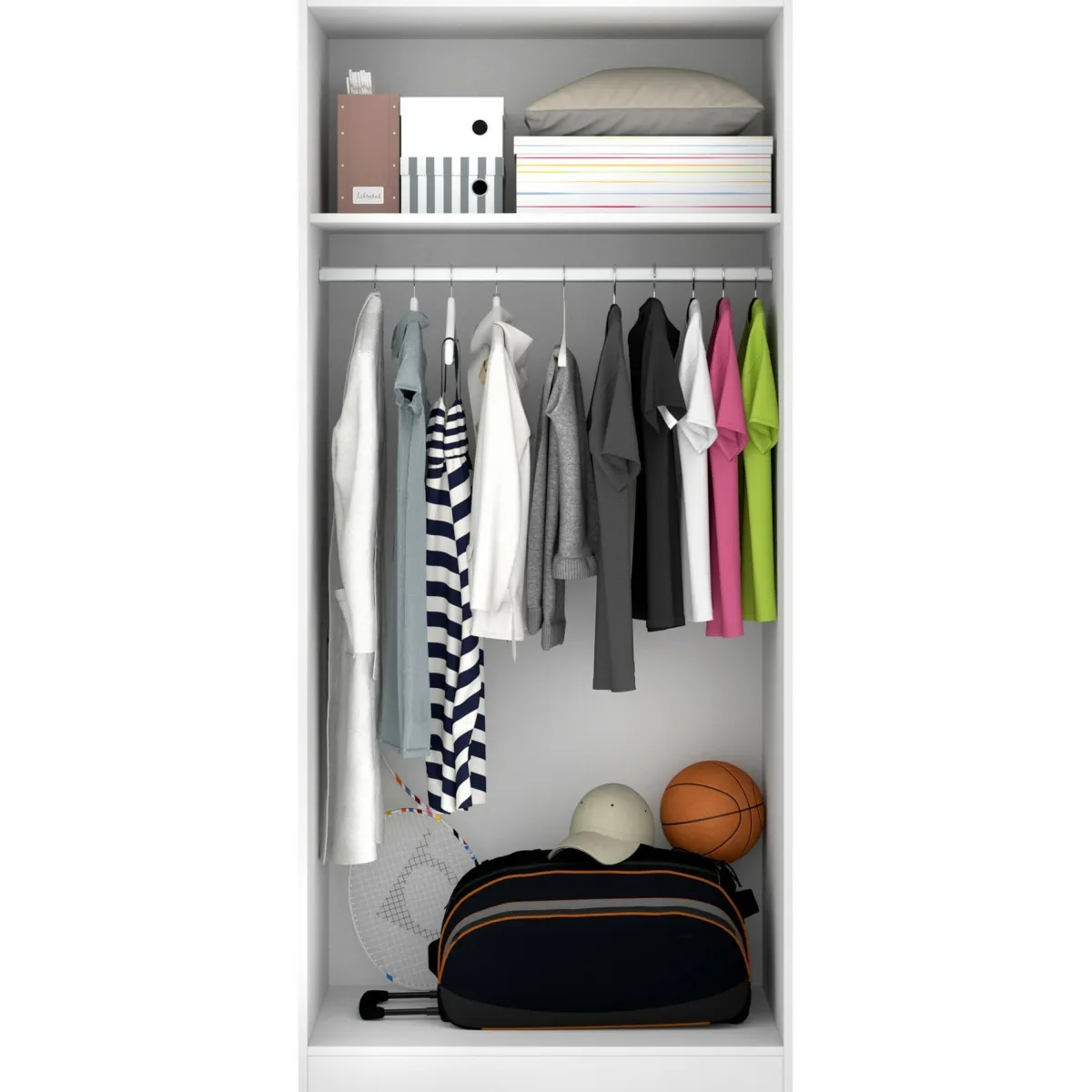 Guardaroba 2 Ante|Camera Da Letto > Dmora Guardaroba con appendiabiti 81x184h cm - Artu Bianco