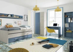 Guardaroba con appendiabiti bianco e blu 90x200h cm - Alpine