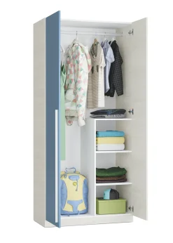 Guardaroba con appendiabiti bianco e blu 90x200h cm - Alpine