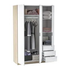 Guardaroba con appendiabiti bianco e rovere 121x180h cm - Apaches