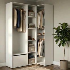Guardaroba con appendiabiti bianco e rovere 144x205h cm - Tobias