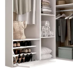 Guardaroba con appendiabiti bianco e rovere 144x205h cm - Tobias