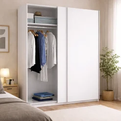 Guardaroba con appendiabiti bianco lucido 150x204h cm - Anda
