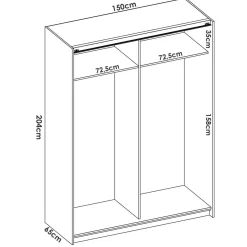 Guardaroba 2 Ante > Dmora Guardaroba con appendiabiti 242x220h cm - Tobie Bianco Lucido