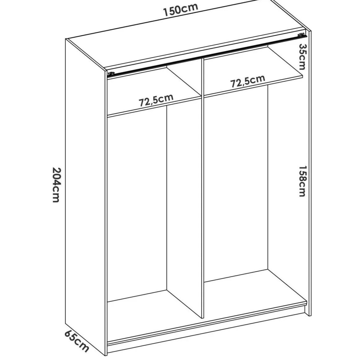 Guardaroba 2 Ante > Dmora Guardaroba con appendiabiti 242x220h cm - Tobie Bianco Lucido