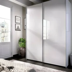 Guardaroba 2 Ante > Dmora Guardaroba con appendiabiti 242x220h cm - Tobie Bianco Lucido