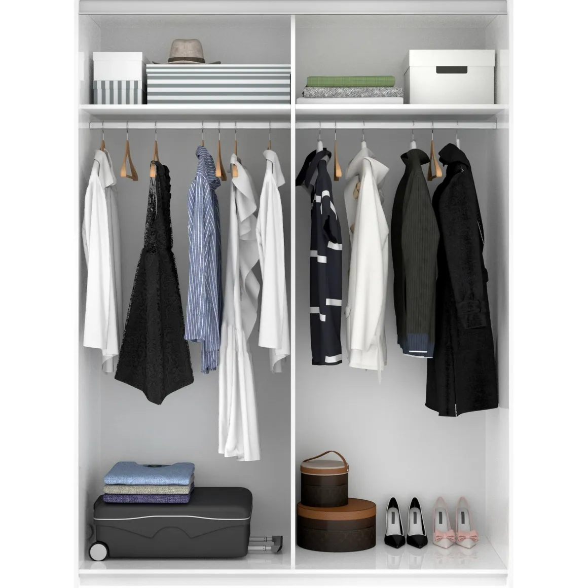 Guardaroba con appendiabiti bianco lucido 150x204h cm - Anda