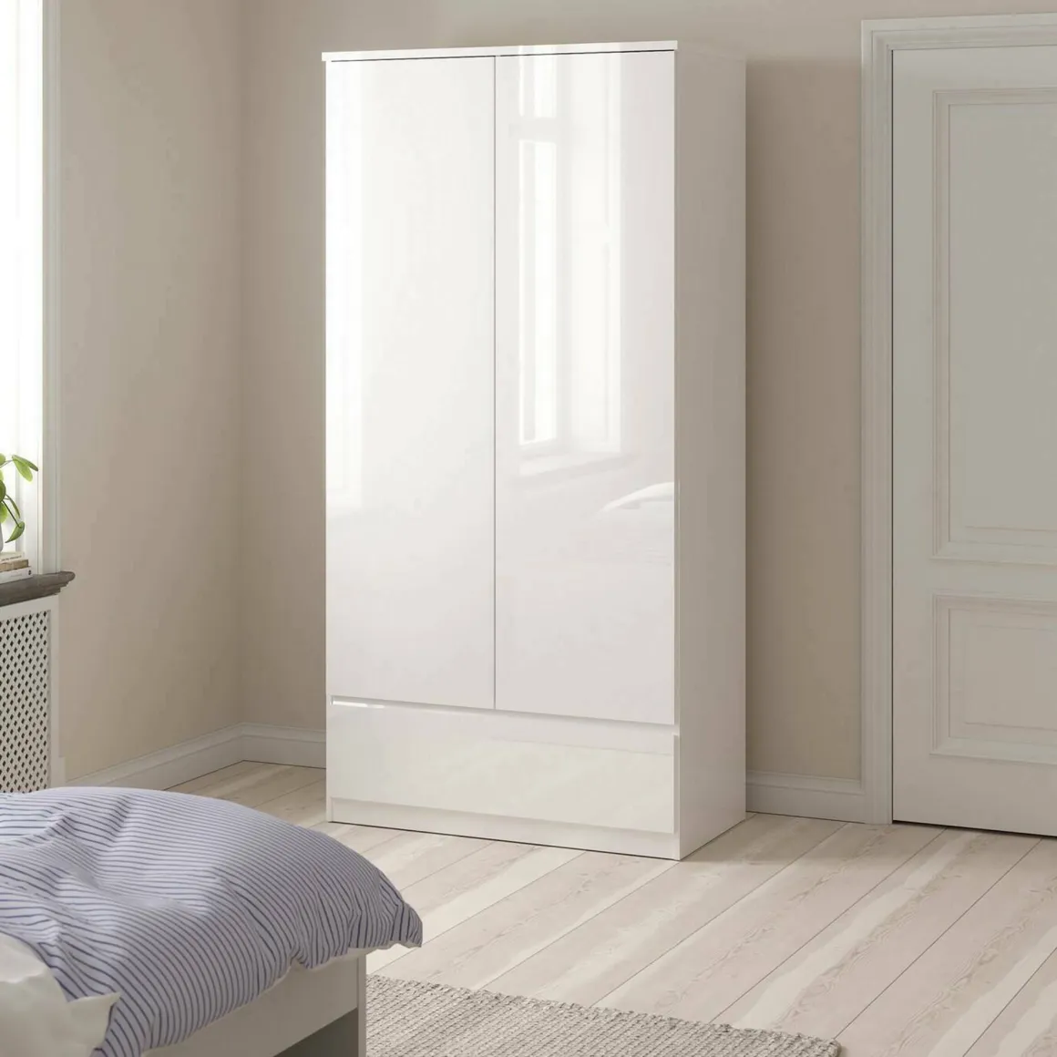 Guardaroba con appendiabiti bianco lucido 98x200h cm - Kab