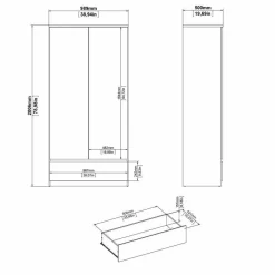 Guardaroba con appendiabiti bianco lucido 98x200h cm - Kab