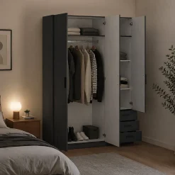 Guardaroba con appendiabiti grigio 147x200h cm - Simeon