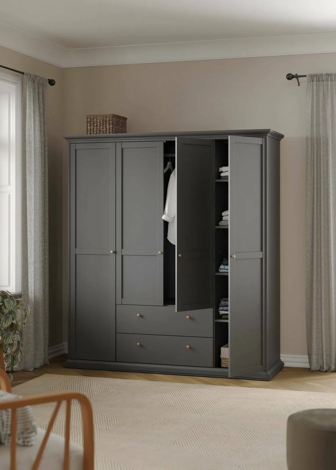 Guardaroba con appendiabiti grigio 181x200h cm - Amarena