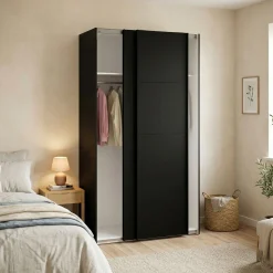 Guardaroba 2 Ante > Dmora Guardaroba con appendiabiti 150x218h cm - Alfano Nero