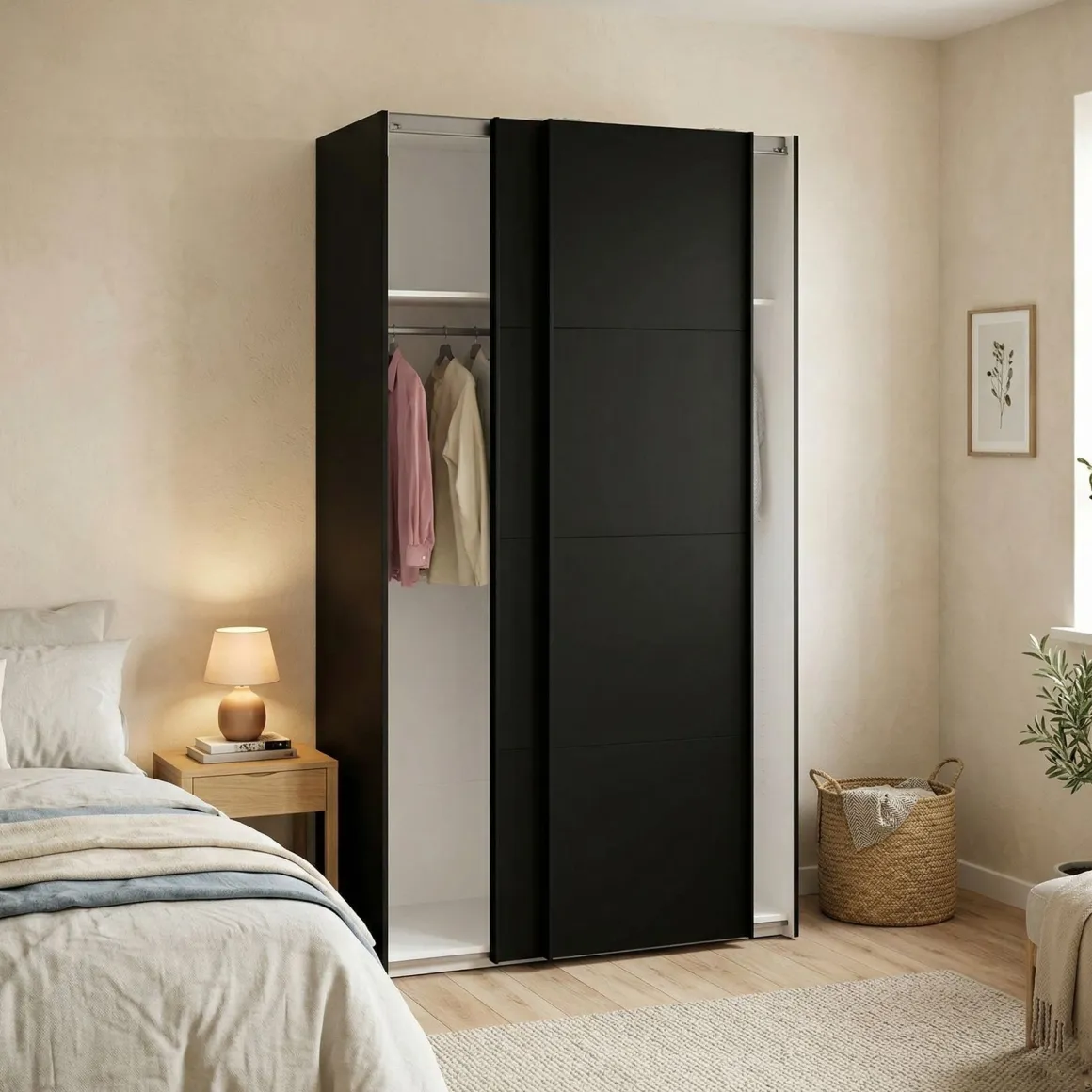Guardaroba 2 Ante > Dmora Guardaroba con appendiabiti 150x218h cm - Alfano Nero
