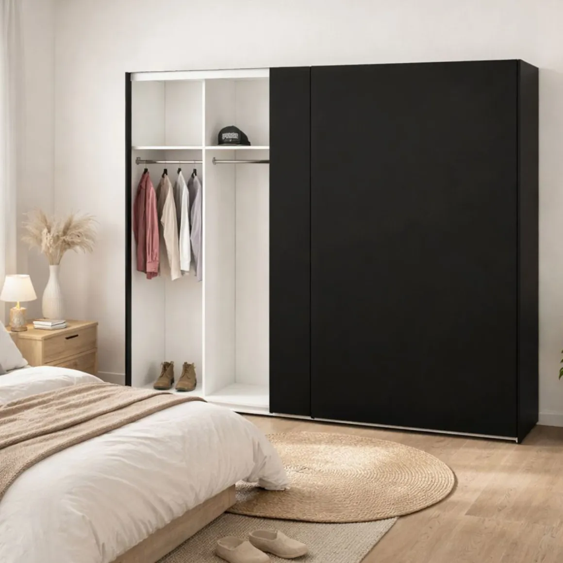 Guardaroba con appendiabiti nero 242x220h cm - Badesse