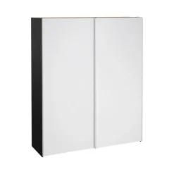 Guardaroba 2 Ante > Dmora Guardaroba con appendiabiti nero e rovere 121x200h cm - Kammuri Marrone, Nero Rovere