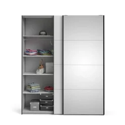 Guardaroba 2 Ante > Dmora Guardaroba con appendiabiti nero e rovere 121x200h cm - Kammuri Marrone, Nero Rovere