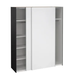 Guardaroba 2 Ante > Dmora Guardaroba con appendiabiti nero e rovere 121x200h cm - Kammuri Marrone, Nero Rovere