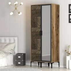 Guardaroba con appendiabiti noce e antracite 80x200h cm - Ramallah