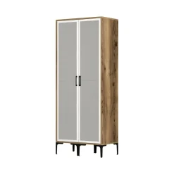 Guardaroba con appendiabiti noce e bianco 80x200h cm - Bagnone
