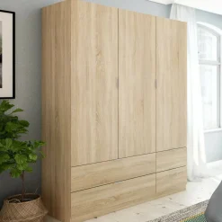 Guardaroba con appendiabiti rovere 135x200h cm - Ababala
