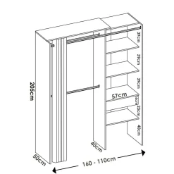 Guardaroba con appendiabiti rovere 160x205h cm - Arim