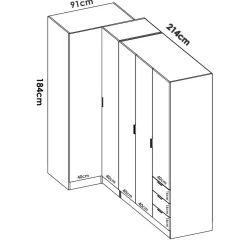 Guardaroba con appendiabiti rovere 213x184h cm - Atena