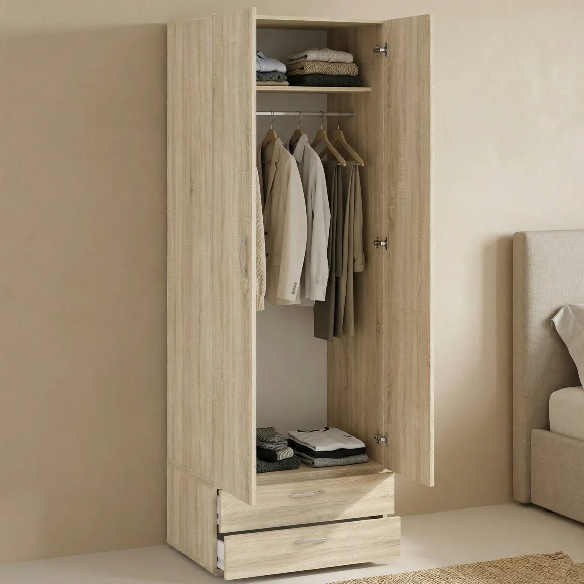 Guardaroba con appendiabiti rovere 74x214h cm - Buriasco