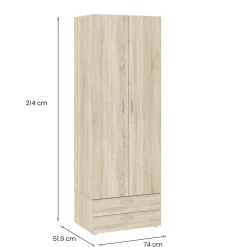Guardaroba con appendiabiti rovere 74x214h cm - Buriasco
