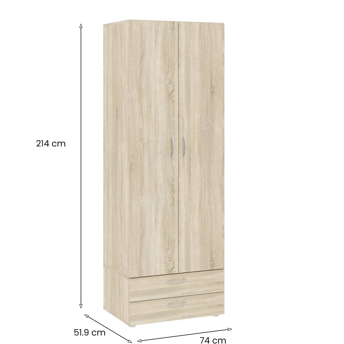 Guardaroba con appendiabiti rovere 74x214h cm - Buriasco